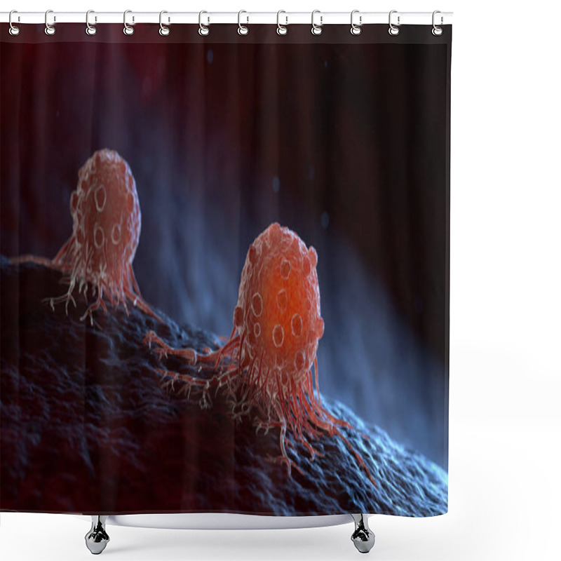 Personality  Cancer Cells Can Migrate To Other Body Tissues Or Organs Building Metastasis. 3D Illustration Shower Curtains