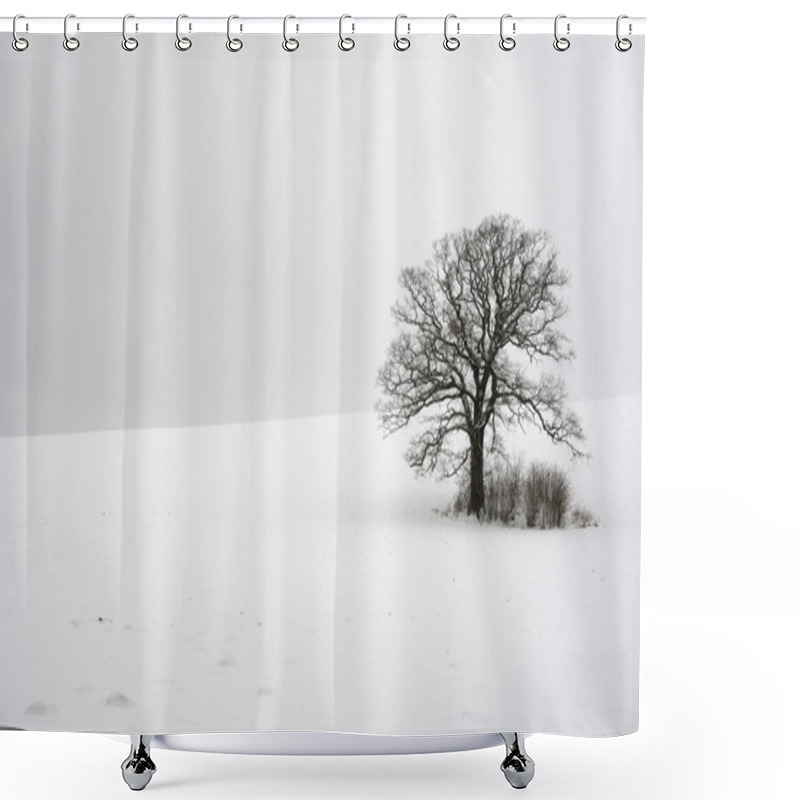 Personality  Tree On Hill At Winter Shower Curtains