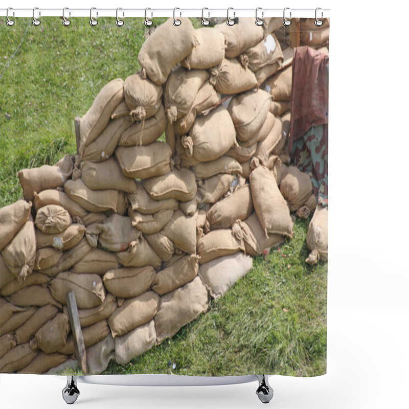 Personality  Retaining Wall In A Pillbox Shelter Of A Roadblock In Military W Shower Curtains