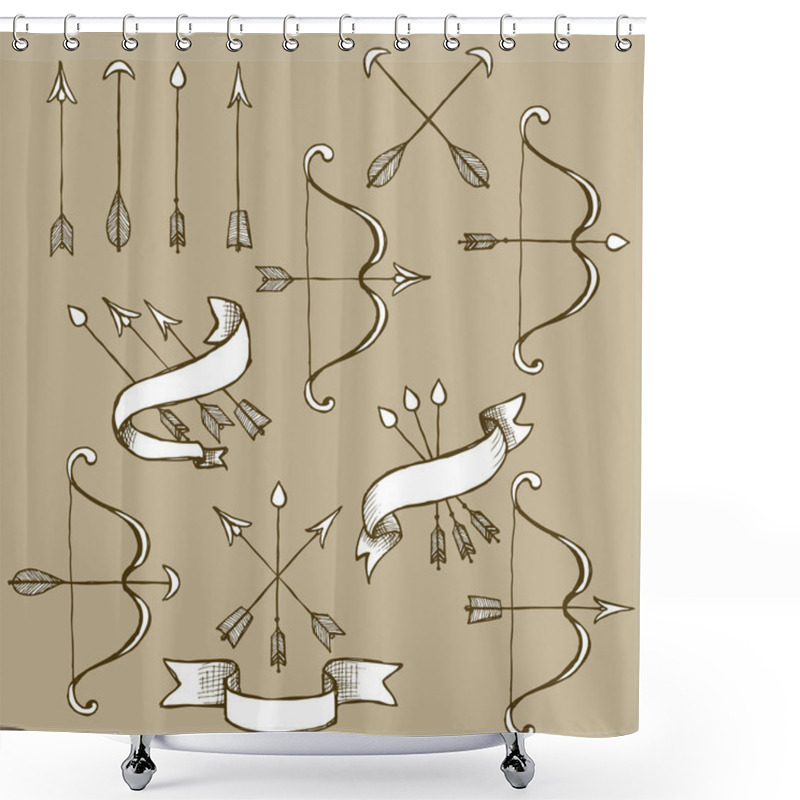 Personality  Sketch Set Of Arrows Shower Curtains