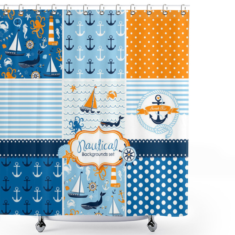 Personality  Set Of 9 Nautical Backgrounds Shower Curtains