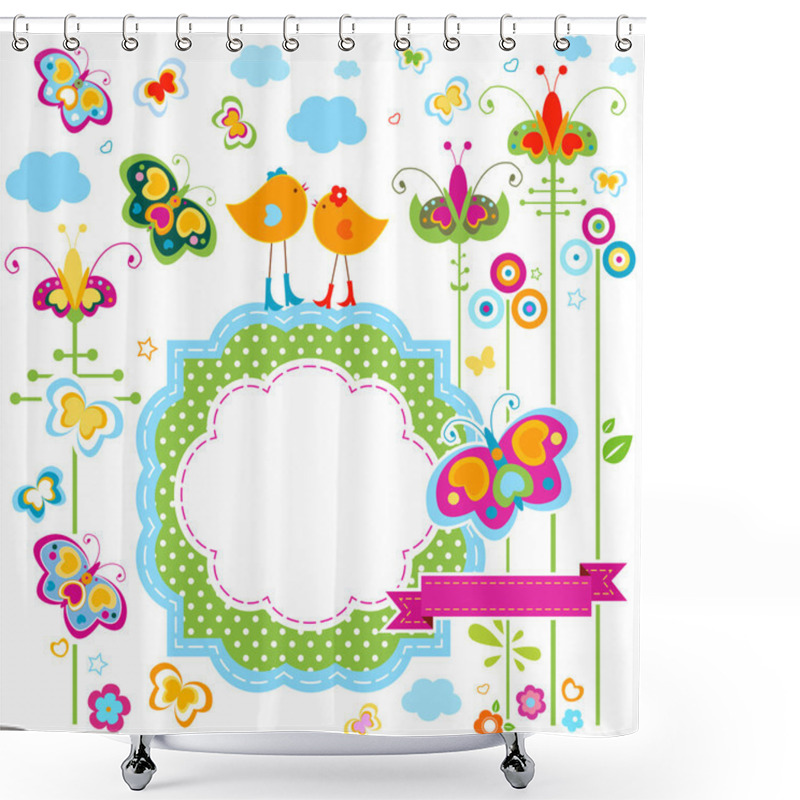 Personality  Fashion Birds Card Shower Curtains