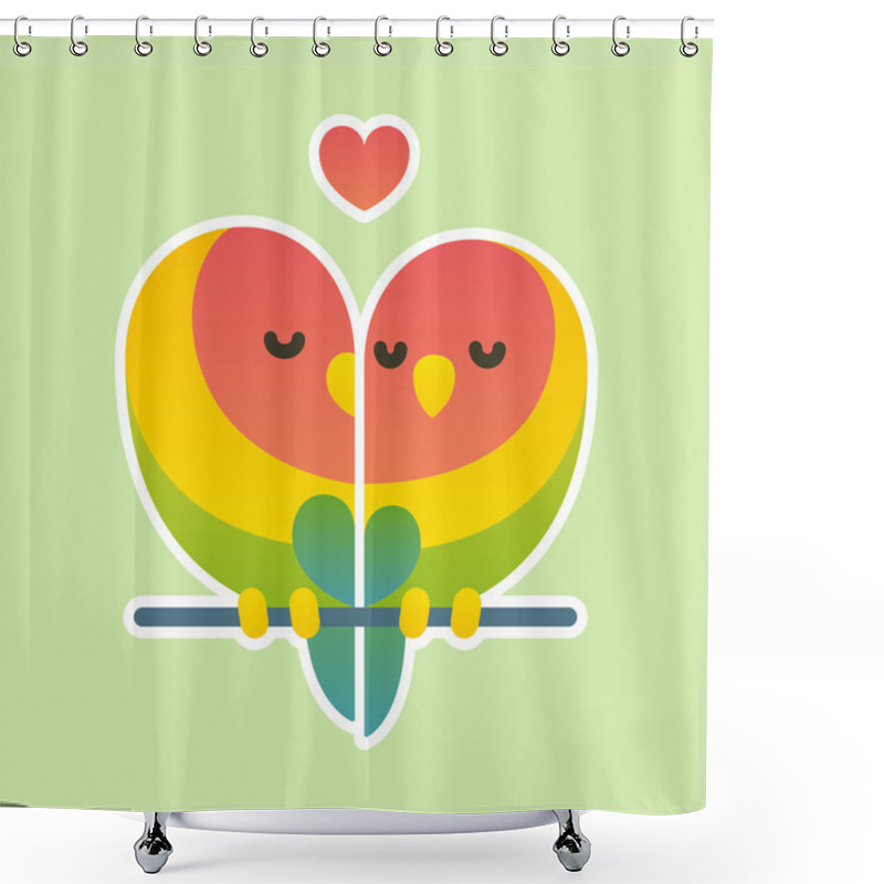 Personality  Cute Lovebird Couple. Shower Curtains