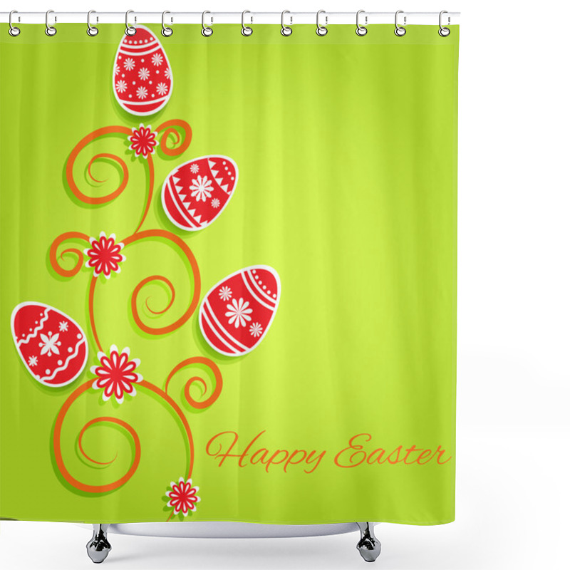 Personality  Happy Easter Greeting Card. Vector Shower Curtains