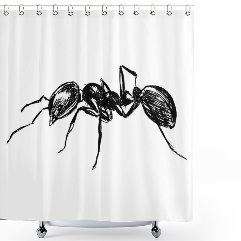 Personality  Hand Sketch Ant Shower Curtains