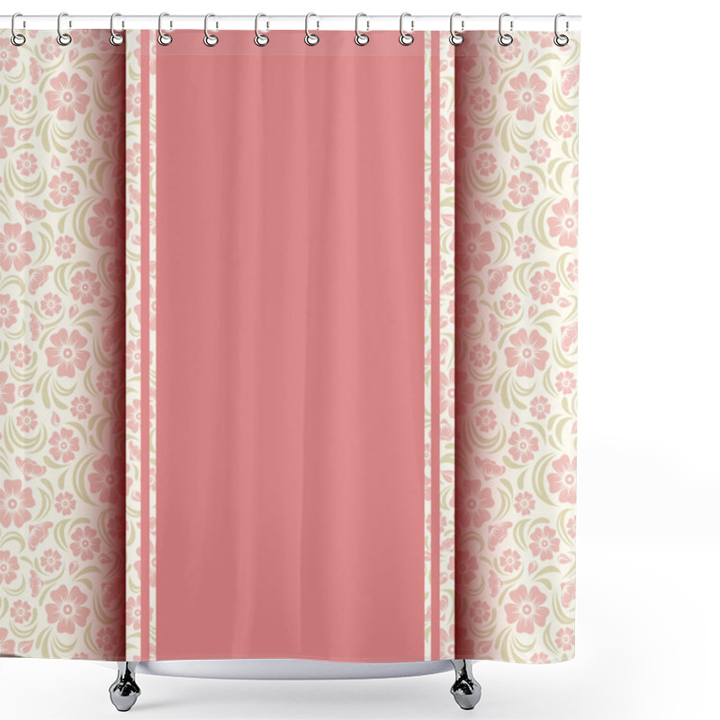 Personality  Vector Pink Card With Floral Pattern. Shower Curtains