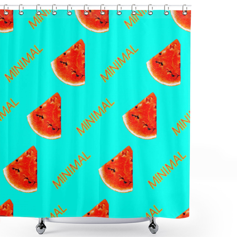 Personality  Tropical Summer Print For T-shirt, Apparel, Textile Or Wrapping. Watermelon Photo Pattern. Seamless And Repeatable. Fashion Minimal Fresh Vibes Shower Curtains