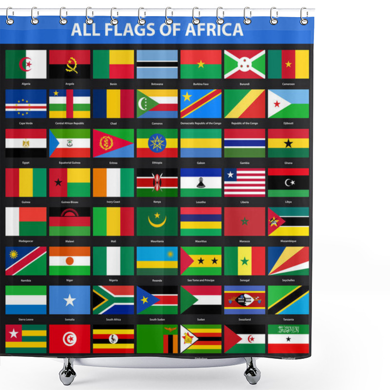 Personality  Set Of Flags Of All African Countries. Flat Style Shower Curtains