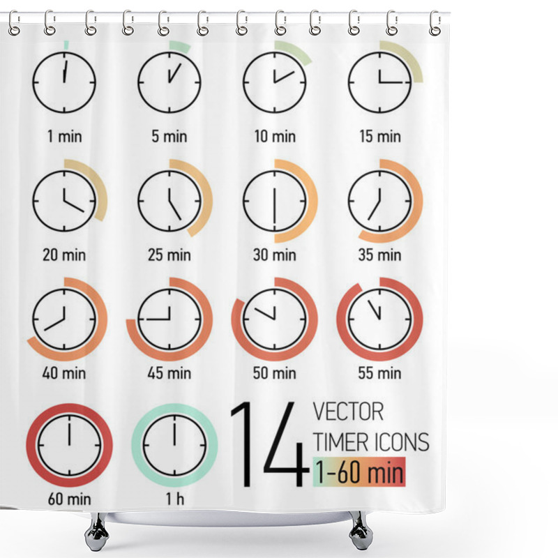 Personality  Set Of Timer Icons Shower Curtains