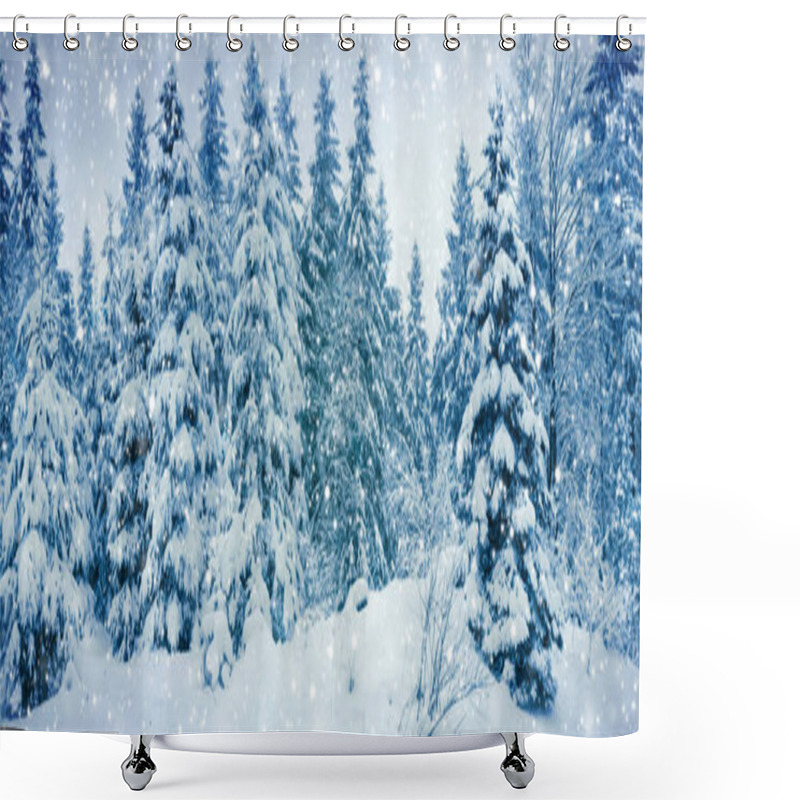 Personality  Winter Landscape With Snow Covered Fir Trees. Winter Background. Shower Curtains