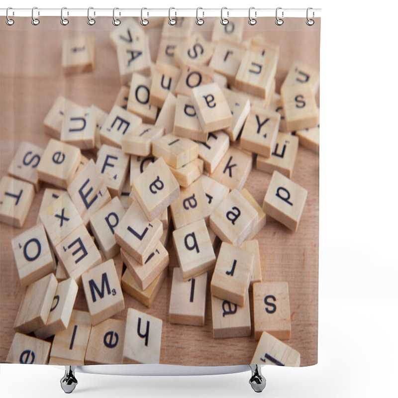 Personality  Pile Of Scrabble Letter Blocks. Shower Curtains