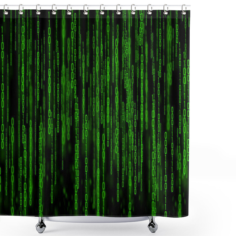 Personality  Abstract Green Binary Code On A Black Background. Green Lines Of Binary Code Shower Curtains