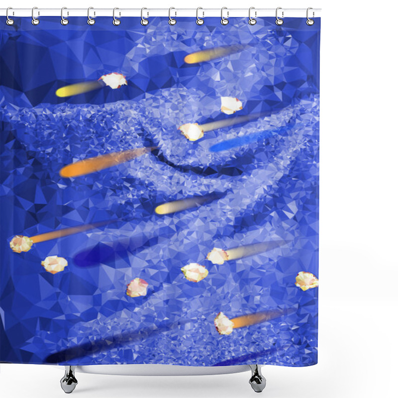 Personality  Abstract Blue Background Resembling Sky With Flying Comets And Meteorites Shower Curtains