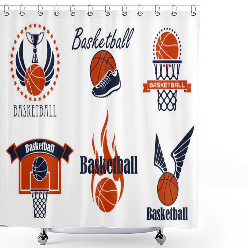 Personality  Basketball Game Sport Icons And Symbols Shower Curtains