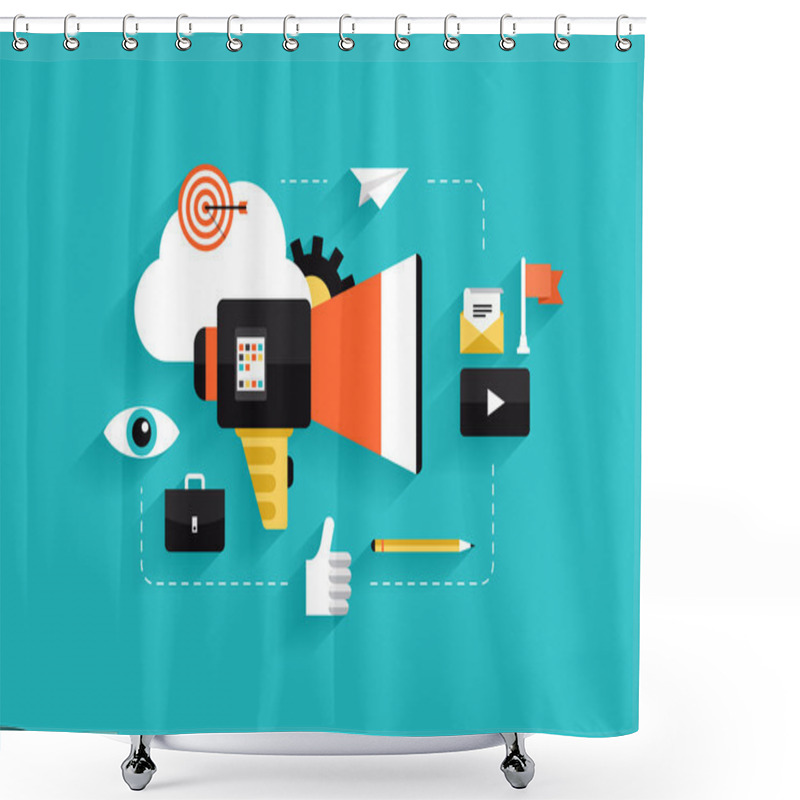 Personality  Social Media Marketing Flat Illustration Shower Curtains