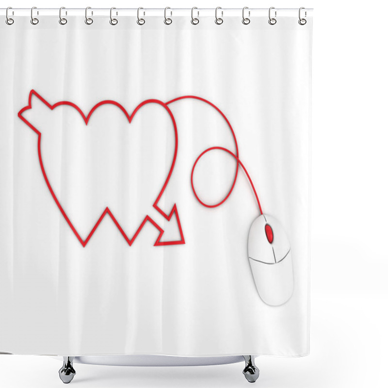 Personality  Two Hearts Depicted Mouse Shower Curtains