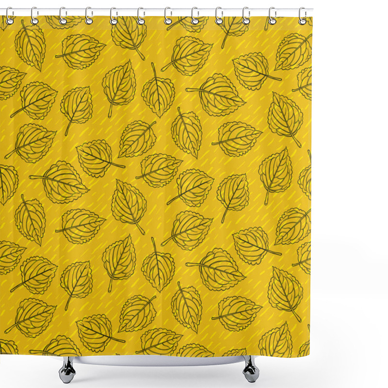 Personality  Elegant Pattern With Leafs Drawn In Thin Lines Shower Curtains