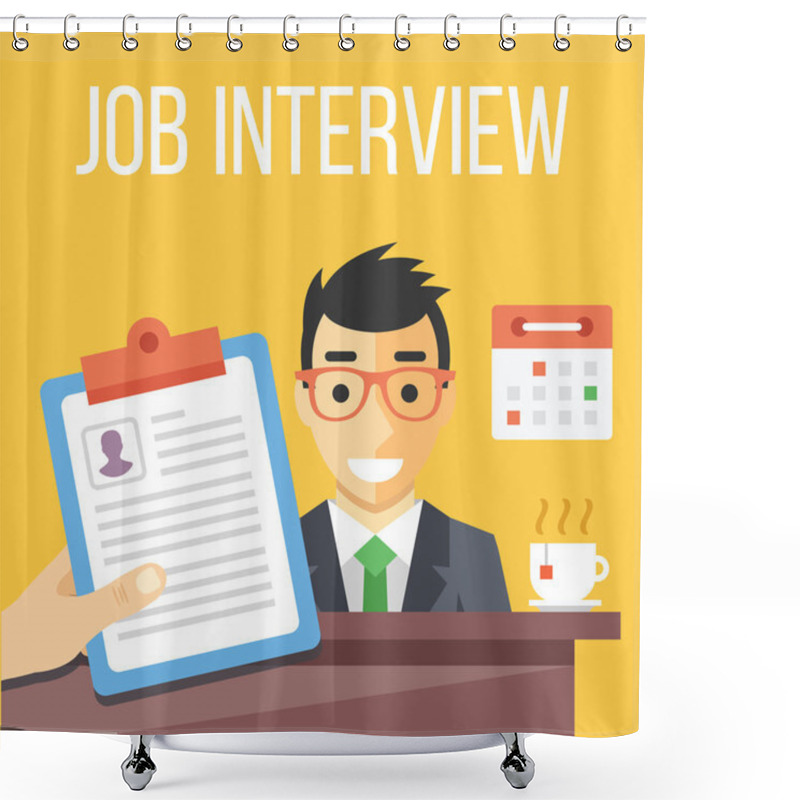 Personality  Job Interview Flat Illustration Shower Curtains