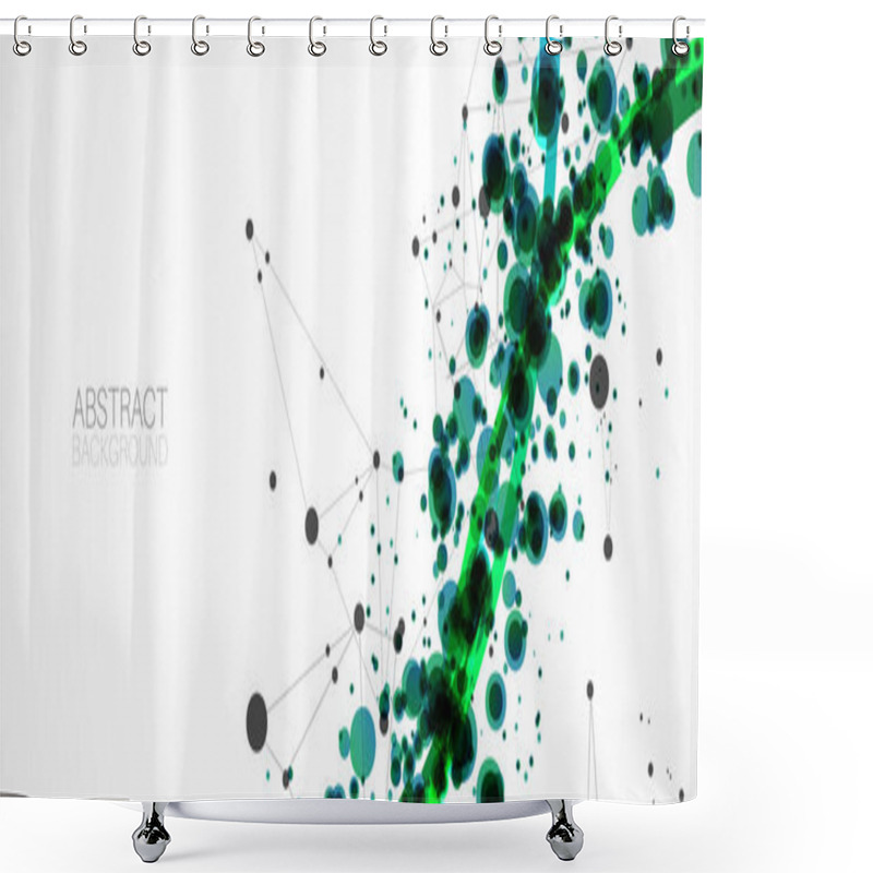 Personality  Abstract Vector Background, Scientific Direction, With Green Circles And Chaotic Spots On It.  Shower Curtains