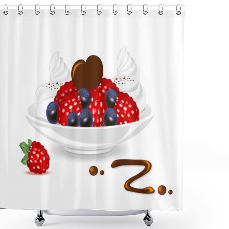 Personality  Fresh Berries With Whipped Cream Shower Curtains