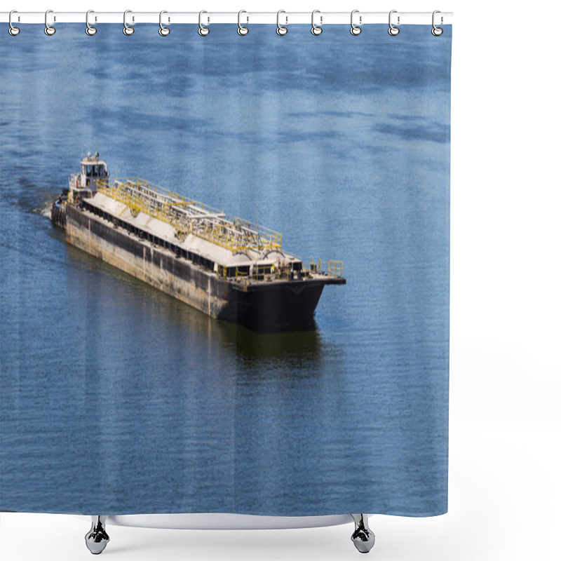 Personality  Barge Floating On The Dnieper River In Ukraine Shower Curtains