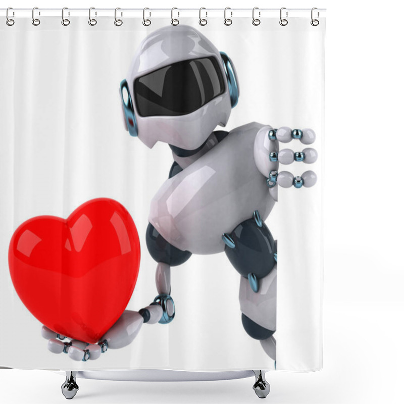 Personality  Robot Holding Heart  Shower Curtains