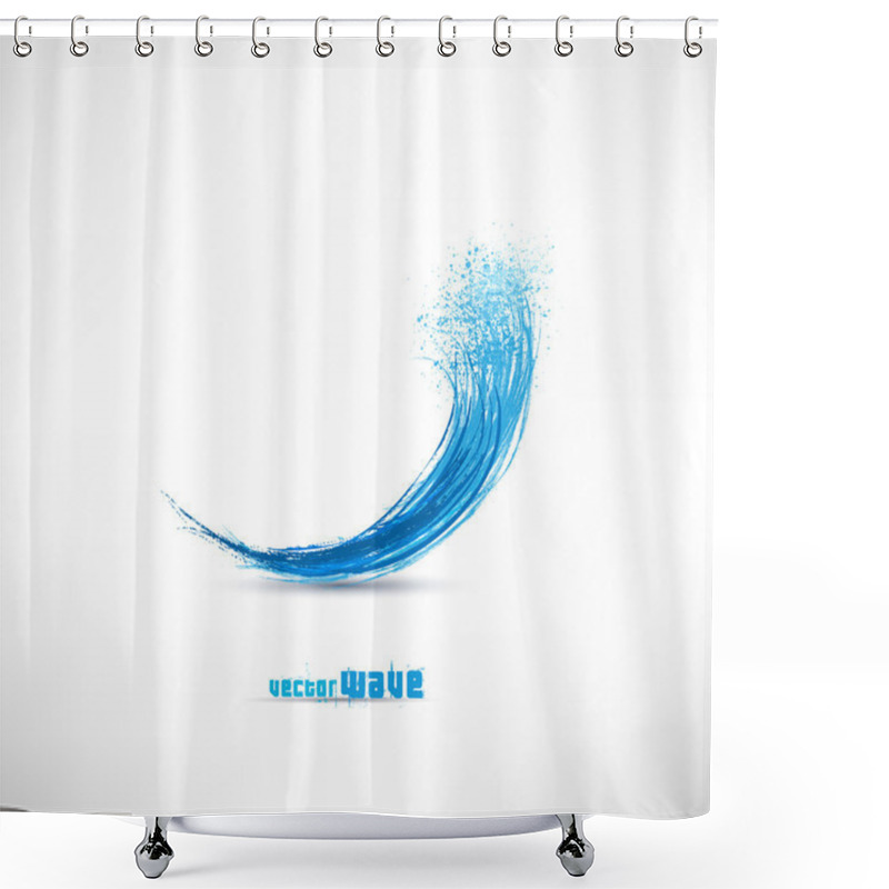 Personality  Blue Wave Sign Shower Curtains