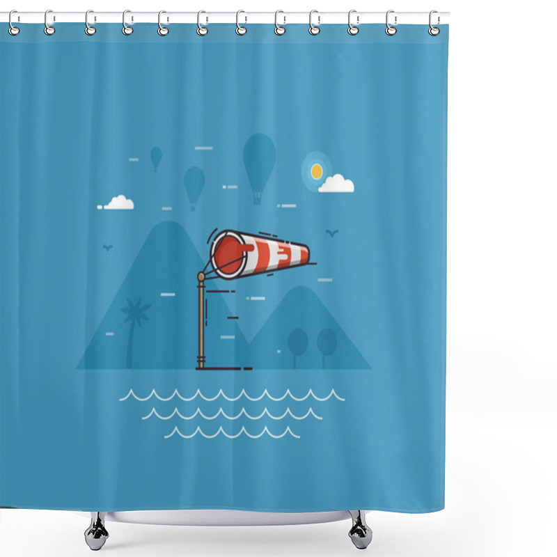 Personality  Windy Weather Concept Illustration Shower Curtains