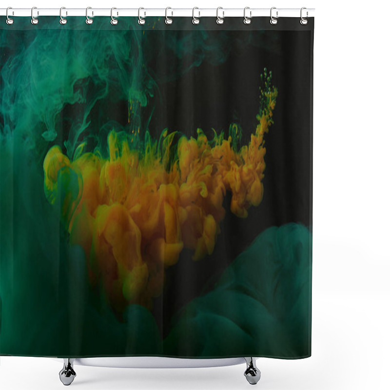 Personality  Abstract Wallpaper With Green And Orange Splashes Of Paint  Shower Curtains