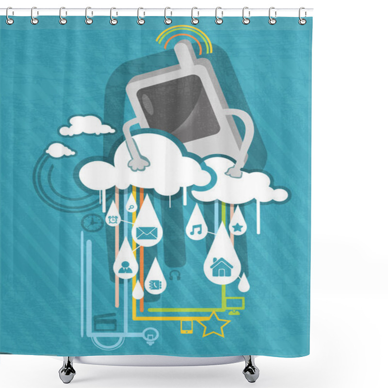 Personality  Phone With A Cloud. Vector Illustration Shower Curtains