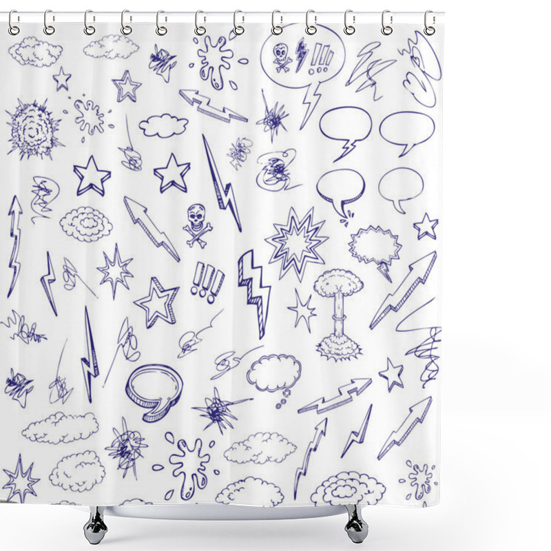 Personality  Hand Drawn Graffiti Shower Curtains