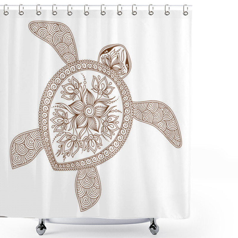 Personality  Decorative Graphic Turtle, Tattoo Style, Tribal Totem Animal, Ve Shower Curtains