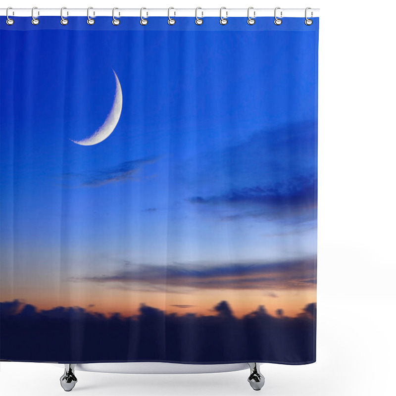 Personality  Crescent Moon With Beautiful Sunset Background Shower Curtains