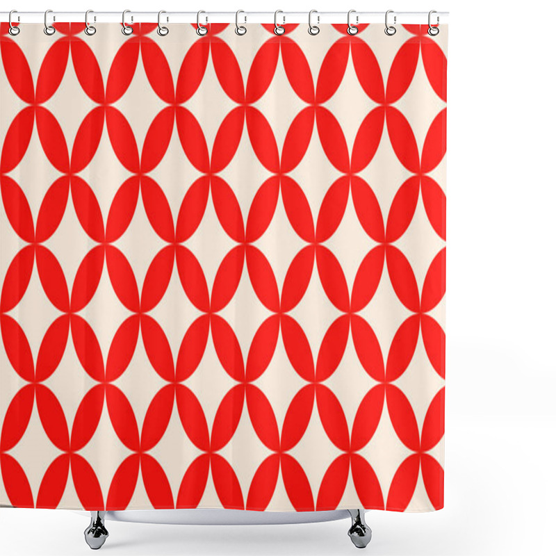 Personality  Red Seamless Overlapping Circles Pattern Vector Art Shower Curtains