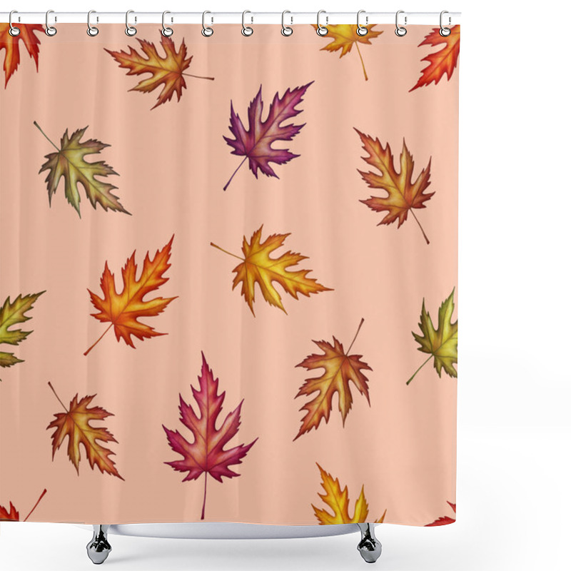 Personality  Seamless Pattern Of Maple Leaves, Autumn Background. Fabric Prints Shower Curtains