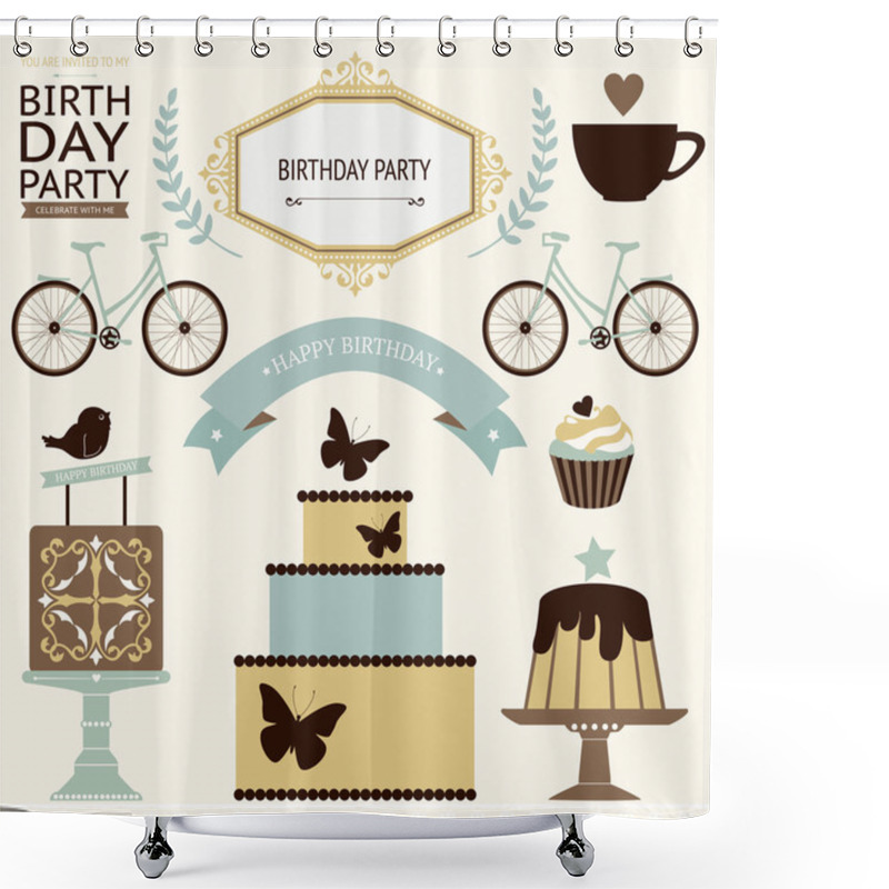 Personality  Birthday Celebration Icons Shower Curtains