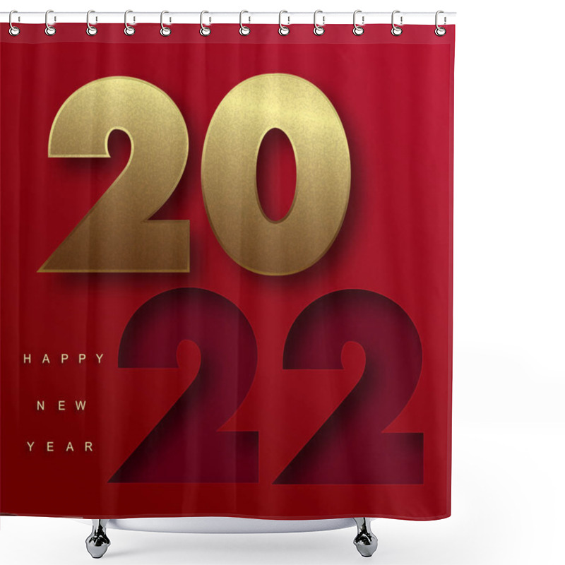 Personality  2022 Happy New Year Red Paper Cut Out Card. Vector. Shower Curtains