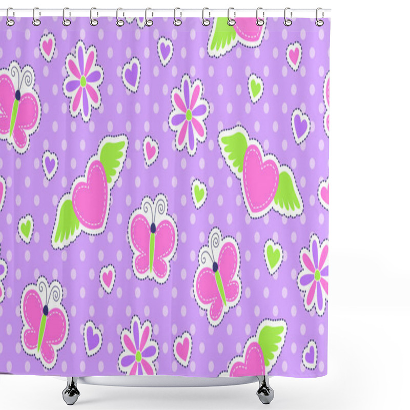 Personality  Seamless Pattern Of Cute Stickers Shower Curtains