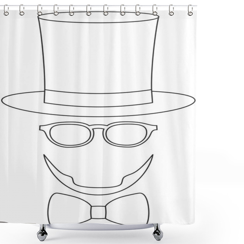 Personality  Icon Line Art Poster Man Father Dad Day Avatar Element Set Tall Hat Glasses Beard, Beaver, Bow Tie. Shower Curtains