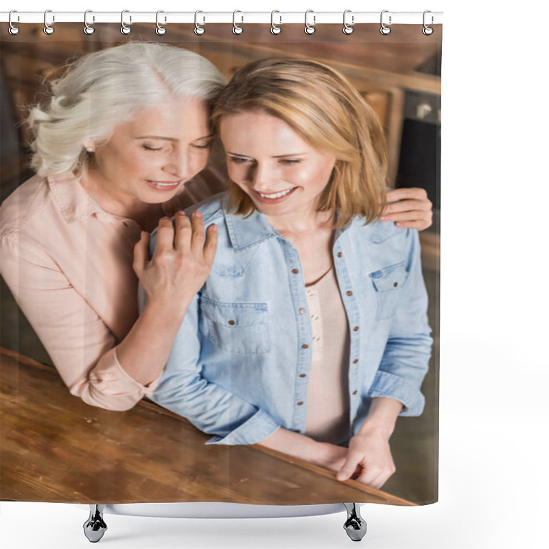 Personality   Two Women Hugging In Kitchen Shower Curtains