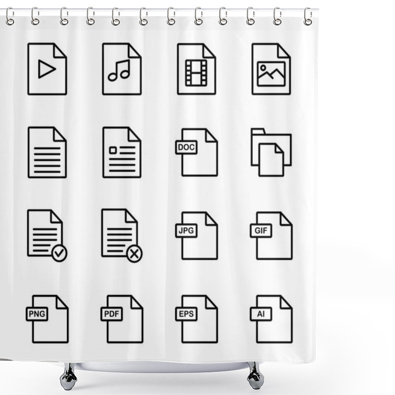 Personality  File Document Icon Set. Shower Curtains