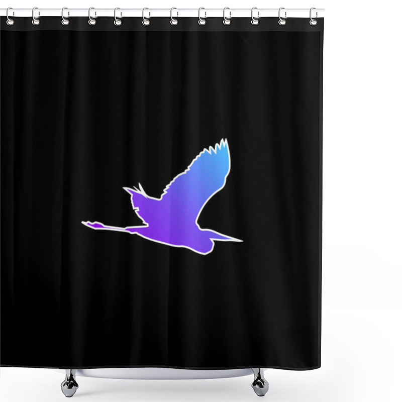 Personality  Bird Heron Flying Shape Blue Gradient Vector Icon Shower Curtains