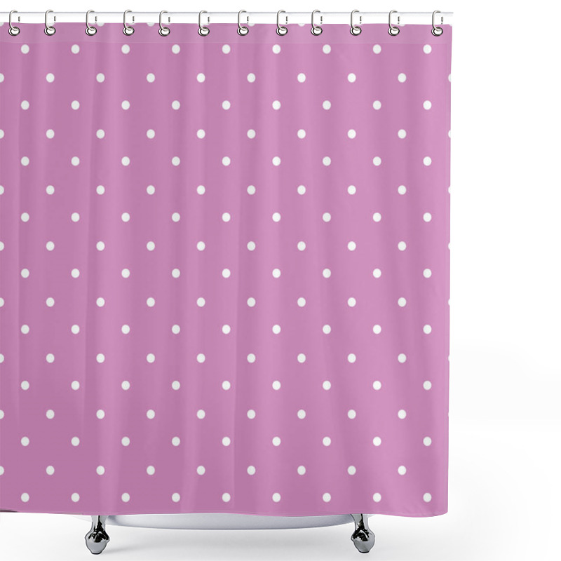 Personality  Pink Background Polka Fabric With White Little Dots Seamless Pat Shower Curtains