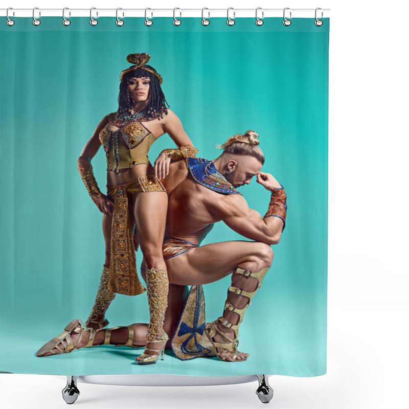 Personality  The Man, Woman In The Images Of Egyptian Pharaoh And Cleopatra Shower Curtains