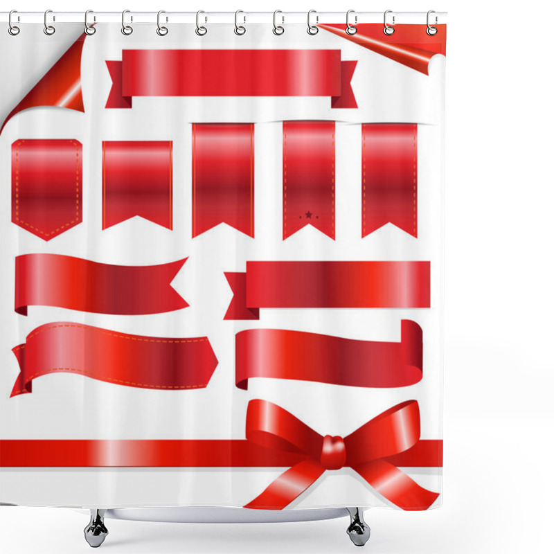 Personality  Red Ribbons Set Shower Curtains