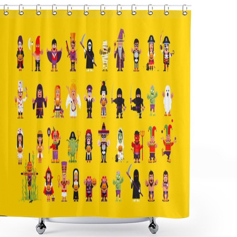 Personality  Set Of Characters For Halloween In A Flat Style Shower Curtains