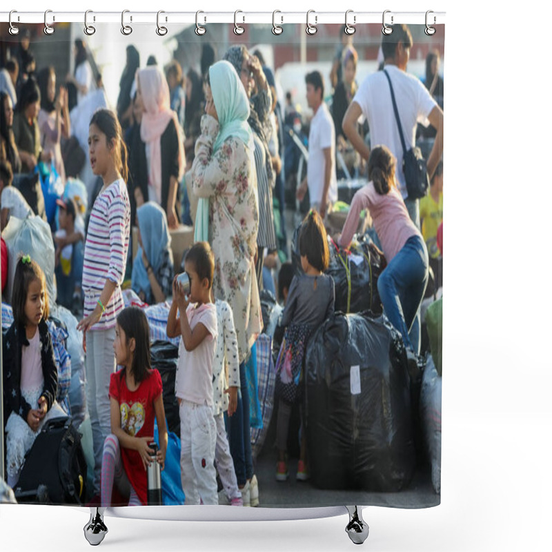 Personality  Refugees And Migrants Disembark To The Port Of Thessaloniki Afte Shower Curtains