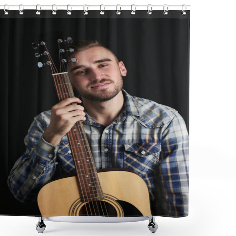 Personality  Young Man With Guitar Shower Curtains