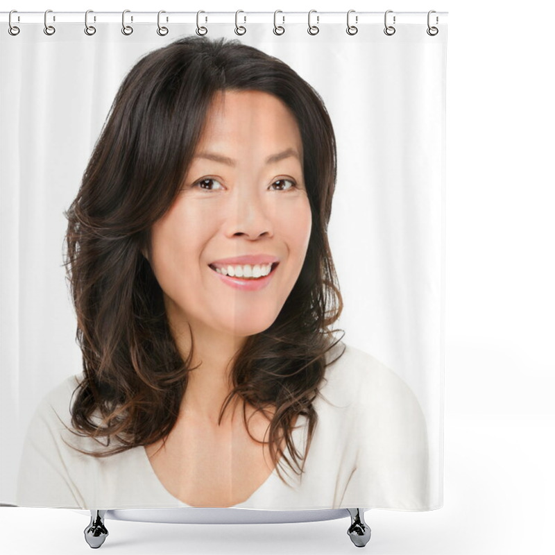 Personality  Asian Woman Smiling Happy Shower Curtains