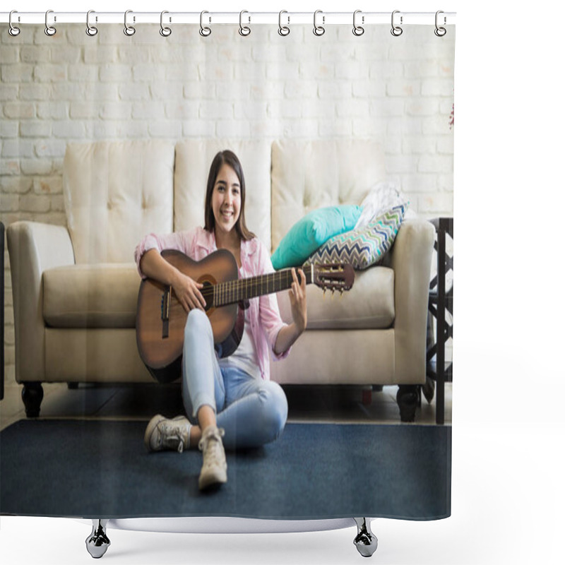 Personality  Woman Playing Guitar Shower Curtains